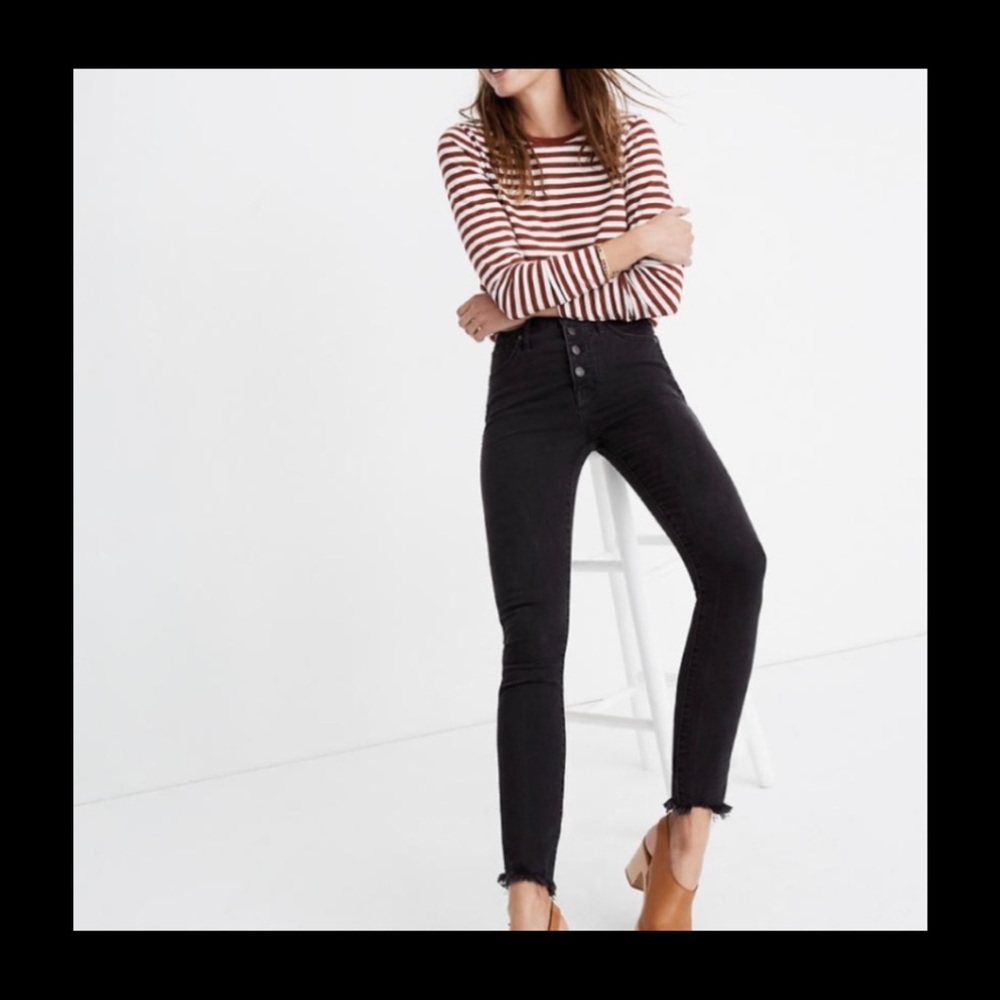 Madewell  10" High-Rise Black Button Front Skinny Jeans “24P”